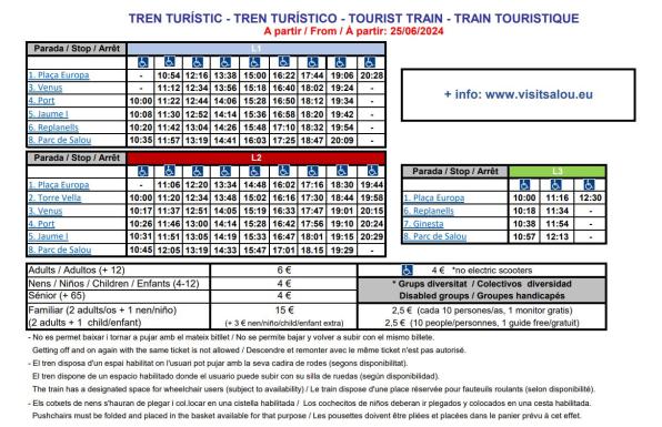 Horarios y precios 2024 del tren turístico Salou