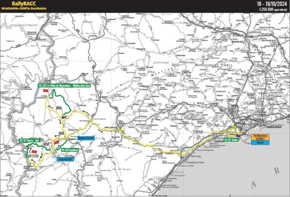 Map of the stages of the RallyRacc Catalunya-Costa Daurada 2024